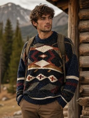 Vintage Etchings Wool Sweater Size L Southwestern Pattern Geometic 90s